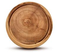 Linoroso Chopping Board Wooden Cutting Boards for Kitchens Round Non-Spliced Acacia Wood with Juice Trough Double-Sided Usable Anti-Slip Cut Resistant Anti-Bacterial - 25.4cm Diameter
