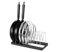 linoroso Pot and Lid Drying Organizer Rack, Adjustable Kitchen Holder for Pot Lids, Over Sink Dish Drainer for Counter and Cabinet, Fit for Over 16'' Kitchen Sink