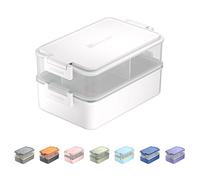 linoroso Stackable Bento Box Adult Lunch Box | Meet All You On-the-Go Needs for Food, Salad and Snack Box, Premium Bento Lunch Box for Adults Include Utensil Set, Dressing Containers - Chalk White