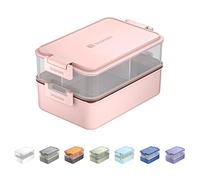 linoroso Stackable Bento Box Adult Lunch Box|Meet All You On-The-Go Needs for Food,Salad and Snack Box,Premium Bento Lunch Box for Kids Include Utensil Set,Dressing Containers|BPA-Free-Frozen Berry