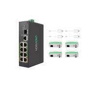 LINOVISION Industrial 8-Port EOC & POE Switch with 4pcs EOC Transmitters, Long Reach PoE Over Coax or UTP Cable, Simplified Wiring, Upgrading Analog System to IP Surveillance System
