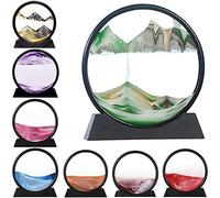 LINPING Flowing Sand Painting,Moving Sand Art Picture Round Glass 3D Deep Sea Sandscape in Motion Display Flowing Sand Frame, Home & Office Desktop Decorations (12 Zoll, Green)