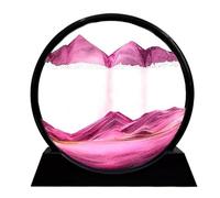 LINPING Flowing Sand Painting,Moving Sand Art Picture Round Glass 3D Deep Sea Sandscape in Motion Display Flowing Sand Frame, Home & Office Desktop Decorations (7 Zoll, Pink)