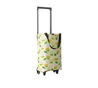 LINPING Foldable Rolling Bag, Portable Small Shopping Cart with Wheels,Reusable Collapsible Grocery Tote for Market & Grocery Runs-Gift for Women & Seniors(Green leaves)