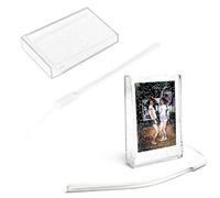 Linpr 2 Set Travel Photo Holder for Fujifilm Instax Mini 7+/8/9/11/12/40/90/EVO, 3 inch Photo Storage Case, Camera Clear Photo Protective Box with Wrist Lanyard, Polaroid Display Frame (Clear glitter)