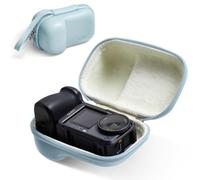 Linpr Action Camera Case for DJI Osmo Action 6 with Handle Attached, Blue | Hard Travel Case Fits Action 5 Pro / Insta360 Ace Pro 2 with Attached Side Grip Cage, Compact Storage Bag with Wrist Strap