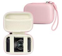 Linpr Digital Camera Case Compatible with Canon Powershot G7X Mark III/ SX740/ Sony ZV-1/RX100 VII/Panasonic ZS99, Small Travel Compact Cameras Storage Holder with Lanyard （Pink）