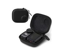 Linpr Osmo Nano Camera Bag, Mini Portable Storage Bag, Waterproof Hard Protective Case, Action Camera Protective Case Accessory, PU Leather Bag, Travel Camera Bag with Carabiner (Black)