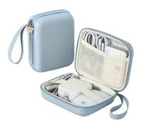 Linpr Portable Charger Case, Portable Tech Electronic Organizer Bag, Small Travel Storage Pouch for Laptop Accessories, MacBook Power Adapter, Charging Cords, USB Drives, Power Bank (Blue, L)