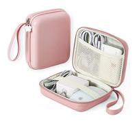 Linpr Portable Charger Case, Portable Tech Electronic Organizer Bag, Small Travel Storage Pouch for Laptop Accessories, MacBook Power Adapter, Charging Cords, USB Drives, Power Bank (Pink, L)