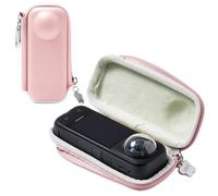 Linpr Small Portable Bag for Insta 360 X5/X4, Compact Storage Box for Action Cameras, Waterproof Hard Case Travel Bag, Camera Protective Case Accessories with Carabiner, pink, simple