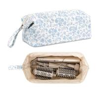 Linpr Travel Storage Bag for Dyson Airwrap Styler/Supersonic, Blue Flower | Portable Carrying Case Compatible with Shark Flexstyle, Organizer Bag fits Curling Iron, Straightener and Accessories