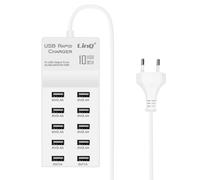 LinQ 10-Ports 50W USB Wall Charger Quick Charge Compact Design, White