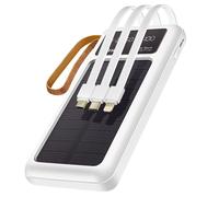 LinQ 15000mAh Solar External Battery Micro USB, Lightning, USB C Cables White