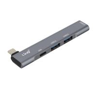 LinQ 4-in-1 USB C Hub with USB C 60W Charger and 3 USB 3.0 and 2.0 Ports, Silver
