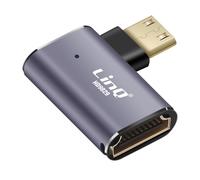 LinQ 8K UHD HDMI Female to Mini HDMI Male Left Angle Video Adapter, Grey