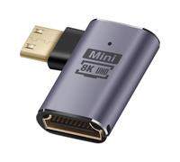 LinQ 8K UHD HDMI Female to Mini HDMI Male Right Angle Video Adapter, Grey
