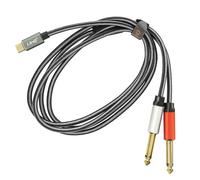 LinQ Cable Splitter USB-C to 2x 6.35mm Jack 6.35mm Male Nylon Braided 1.5m, Grey