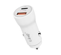 LinQ Car Charger 36W USB C and USB Fast Charge, White