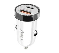 LinQ Car charger 38W USB C Power Delivery USB Quick Charge 3.0, White