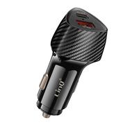 LinQ Car power supply 48W USB-C + USB Carbon Design