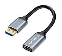 LinQ DisplayPort Male to HDMI Female 4K 60Hz Adapter with Mini Cable, Grey