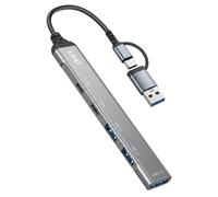 LinQ Hub USB-C / USB-A 5-in-1 to 2x USB-C PD 10W and 3x USB-A 480Mbps, Grey