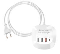 LinQ Mini Multiport Charging Station 3 USB + USB Compact Cable 1m, White