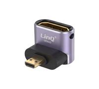 LinQ Mini Video Adapter Micro-HDMI Male to HDMI 2.1 Female Angled 8K, Purple