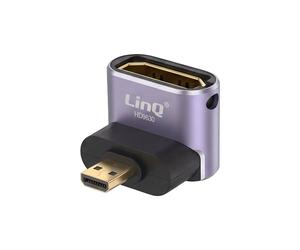LinQ Mini Video Adapter Micro-HDMI Male to HDMI 2.1 Female Angled 8K, Purple