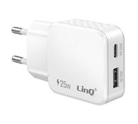 LinQ Universal Wall Charger with USB-C Power Delivery and USB-A QC 3.0, White