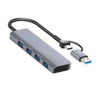 LinQ USB C Hub 4 in 1 with 4 USB 3.0 ports Fast Data Transfer, Grey