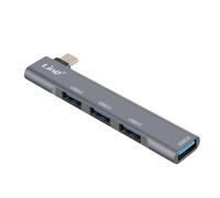 LinQ USB C HUB adapter for MacBook with 4x USB 3.0 5Gbps OTG, Silver