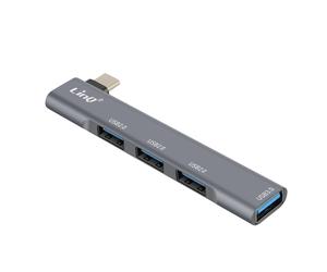 LinQ USB C HUB adapter for MacBook with 4x USB 3.0 5Gbps OTG, Silver