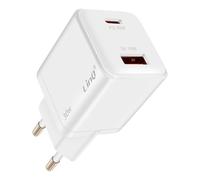 LinQ USB-C Power Delivery 30W + USB 18W Quick Charge 3.0 Compact Charger, White