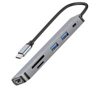 LinQ USB-C to HDTV 4K Hub, USB-C 100W, SD / Micro-SD Card Readers, Grey