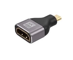 LinQ Video Adapter Micro-HDMI Male to HDMI 2.1 Female 8K UHD, Grey