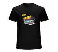 LINQIANBHD Waffle House Illustration Graphic Tee Shirt Short-Sleeve Unisex T-Shirt Black XXL