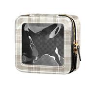linqin Antique White Plaid Clear Makeup Bags Toiletry Bag Small Cosmetic Bag for Purse for Flying, Antique White Plaid, One Size