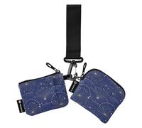 linqin Art Dots and Lines Blue Women's Coin Pouches Card Holder Minimalist Card Wallet Money Organizer with Wristle Strap for Ladies Girls 2 Pcs, Art Dots and Lines Blue, One Size
