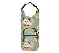 linqin Art Panda Faces Flowers Water Bottle Carrier Bag Lightweight Water Carrier for Hiking Hiking Water Bottle Holder Fits 20/24/32/40 oz Bottles
