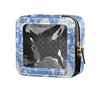 linqin Art White Horses Blue Clear Travel Makeup Bag Toiletry Bag Travel Cosmetic Case for Women, Art White Horses Blue, 1 size, Art White Horses Blue, 1 size