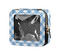 linqin Baby Blue Chess Board Makeup Bag Small Toiletry Bag Zipper Portable Makeup Organizer for Flying, Buffalo Checks, Antique White, 1 Size, Antique White Buffalo Checks, 1 size