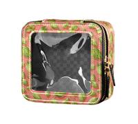 linqin Beautiful Green Leaves Transparent Small Toiletry Bags Leather Organizer Bags for Women, Beautiful Green Leaves, 1 Size, Beautiful Green Leaves, 1 size