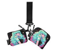 linqin Beauty Alpaca Women's Coin Pouches Card Holder Slim Portable Identity Card Protector with Keychain for Men Women 2 Packs, Beauty Alpaca, One Size