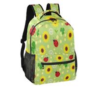 linqin Beetle Clover Garden Multi Pocket Casual Backpack S, Beetle Clover Garden, M, Backpack | Standable Bag Body, Soft Comfortable Touch, Sightseeing Trip, Young Teens