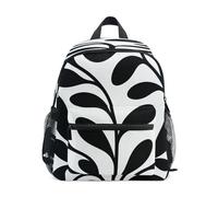 linqin Black Abstract Leaf Pattern kids backpacks for toddlers drawstring books bag with name tag for boys bookbags for kids 4 and 5 mochila para ni?os