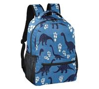 linqin Blue Dino Footprint Dinosaur Adjustable Strap Casual Backpack S, Blue Dino Footprint Dinosaur, S, Backpack
