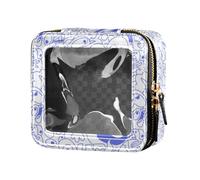 linqin Blue Doodle Monsters Aliens Clear Makeup Bags Travel Bags for Toiletries Cosmetic Bag for Women, Blue Doodle Monsters, One Size