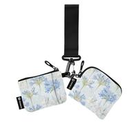 linqin Blue FLOWER and whites Women's Change Wallet Card Cases Small Portable Money Organizers with Zipper Pocket for Men Women 2 Packs, Blue FLOWER and whites, One Size